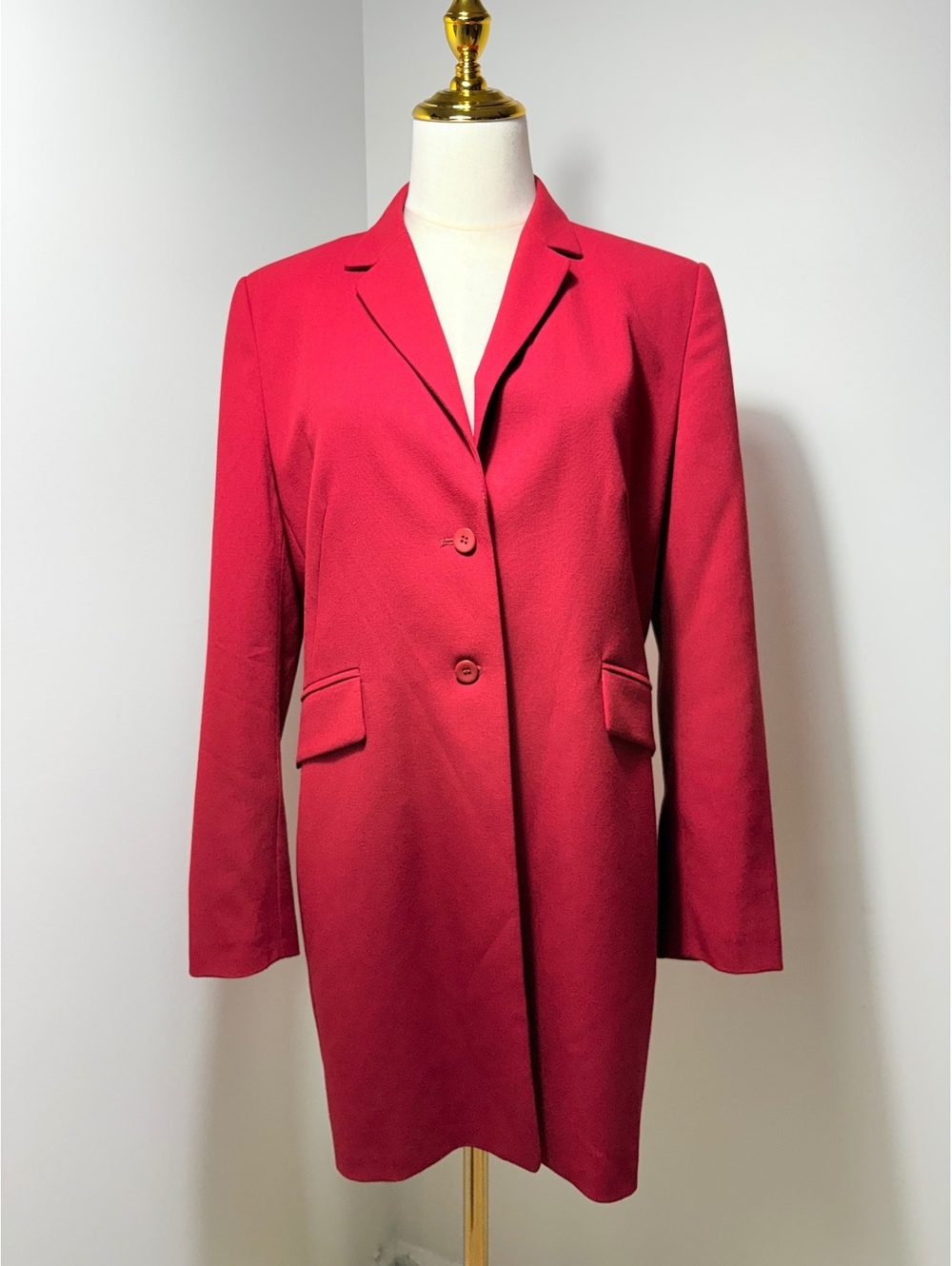 St Michael by Marks & Spencer Women's Red Long Blazer Coat UK 12 Petite Fit